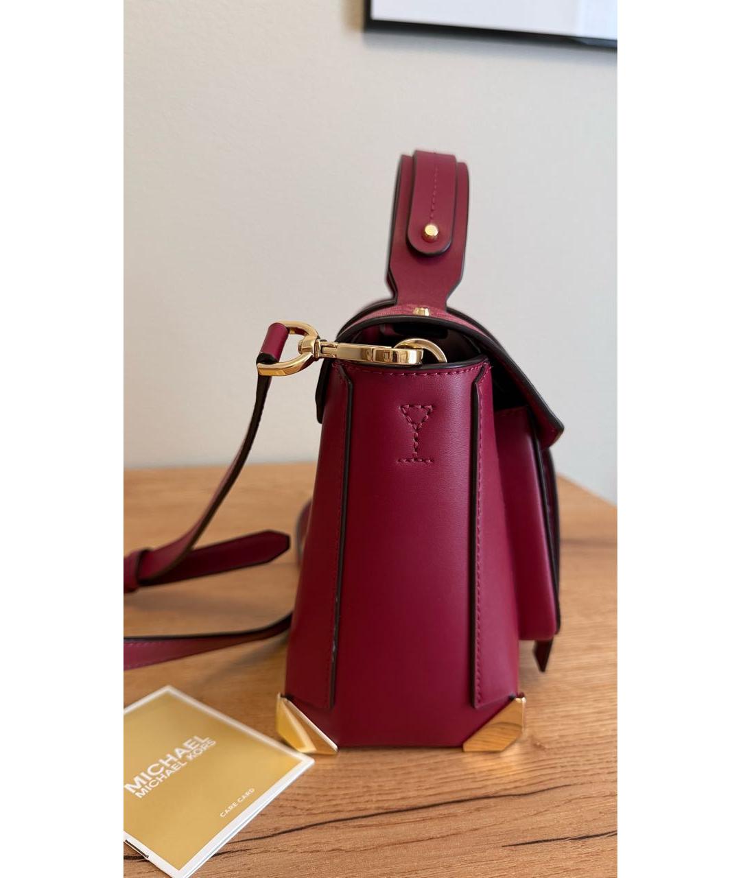 MICHAEL KORS Бордовая кожаная сумка через плечо, фото 3