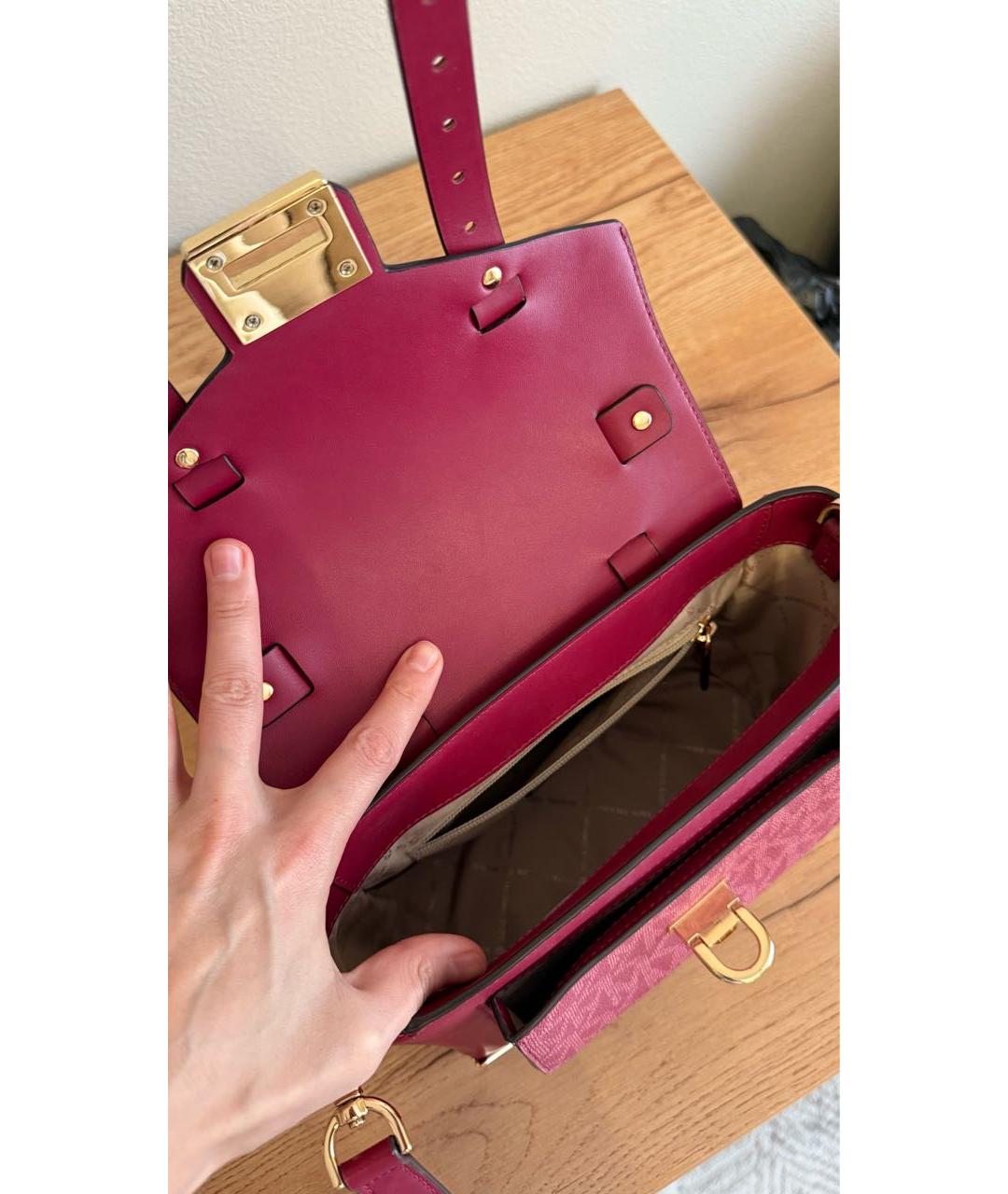 MICHAEL KORS Бордовая кожаная сумка через плечо, фото 4