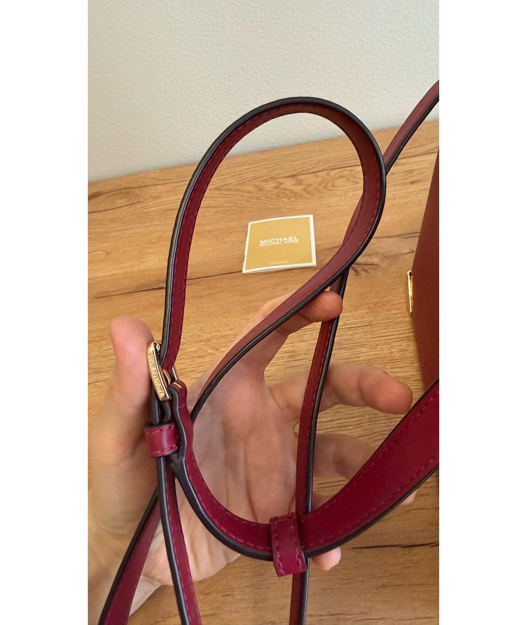 MICHAEL KORS Бордовая кожаная сумка через плечо, фото 5