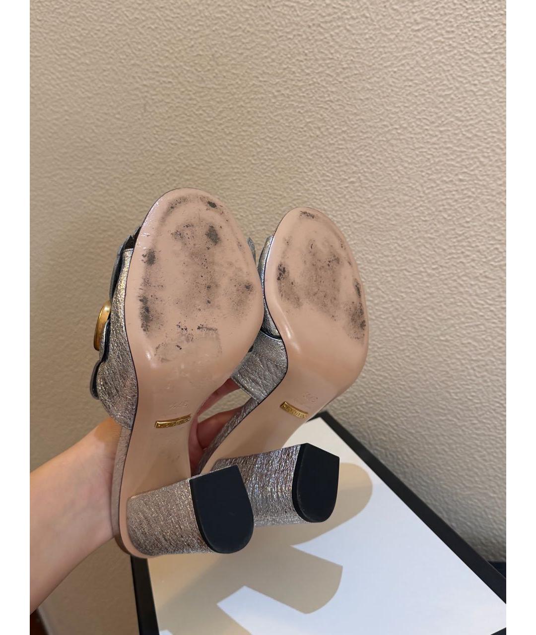 GUCCI Серебряные кожаные сабо, фото 5