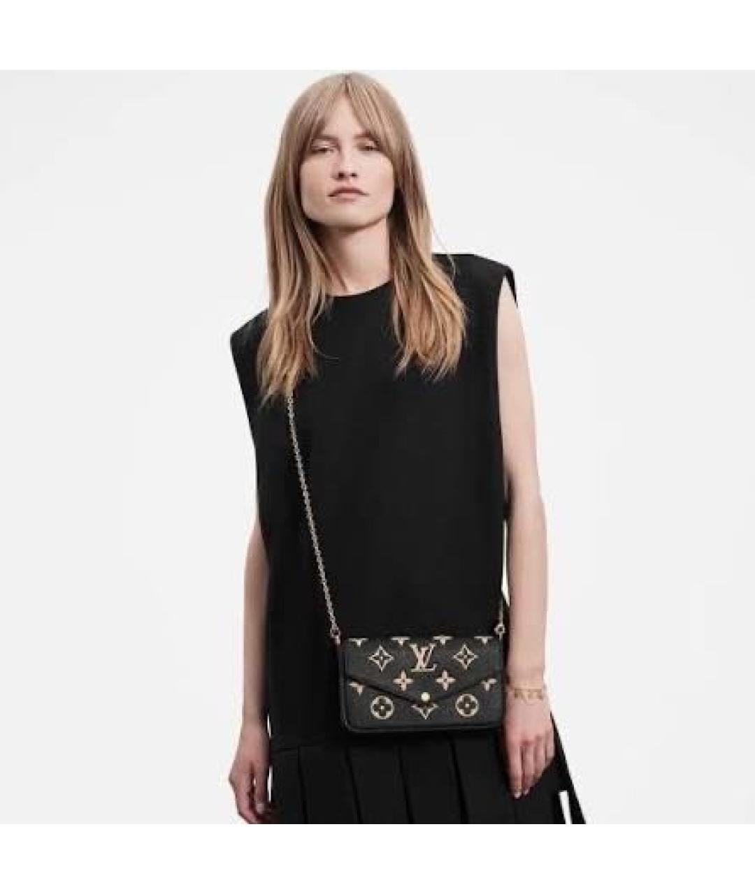 LOUIS VUITTON Черная кожаная сумка через плечо, фото 2