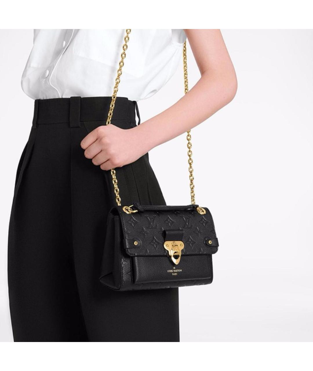 LOUIS VUITTON Черная кожаная сумка через плечо, фото 2