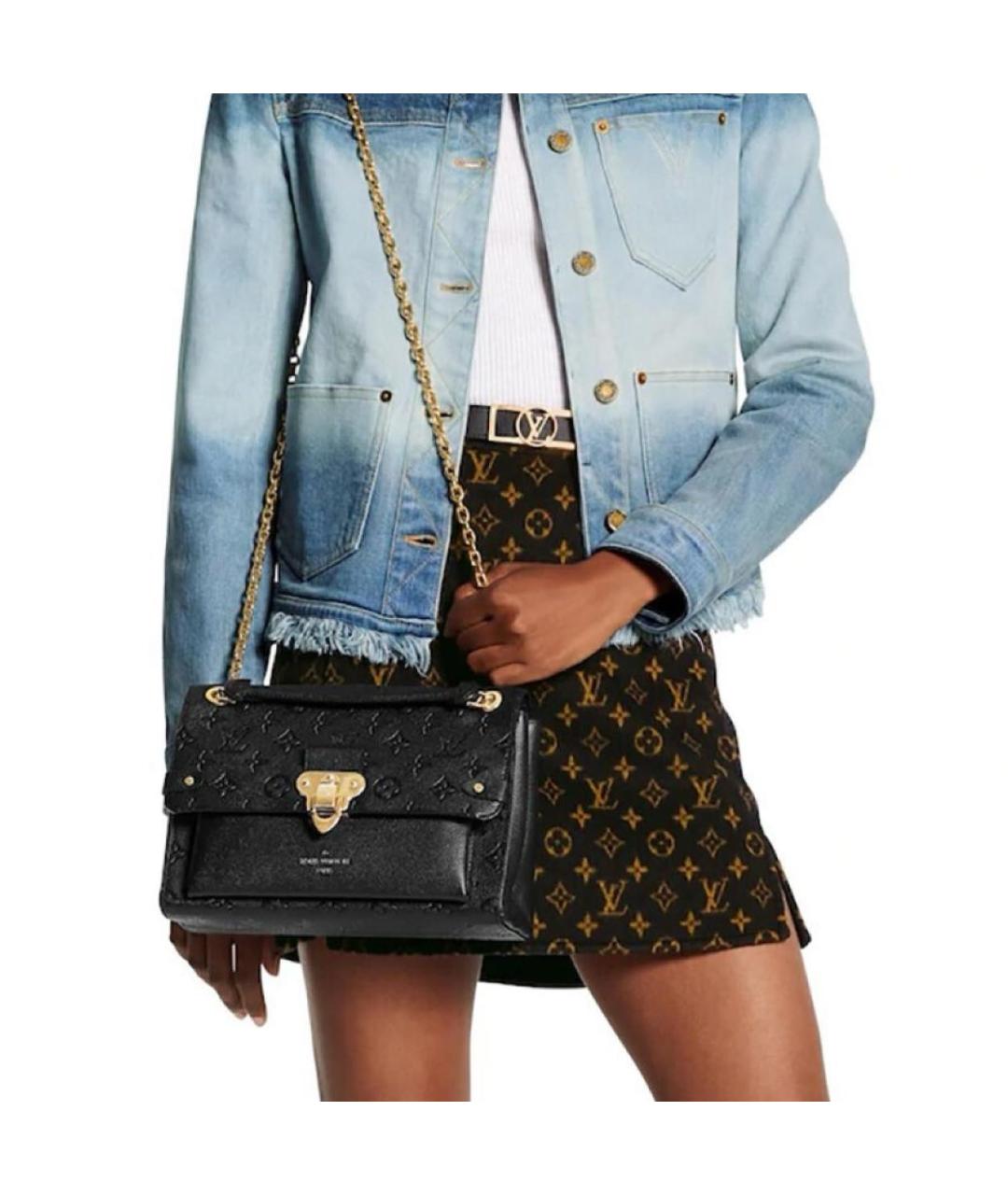 LOUIS VUITTON Черная кожаная сумка через плечо, фото 3