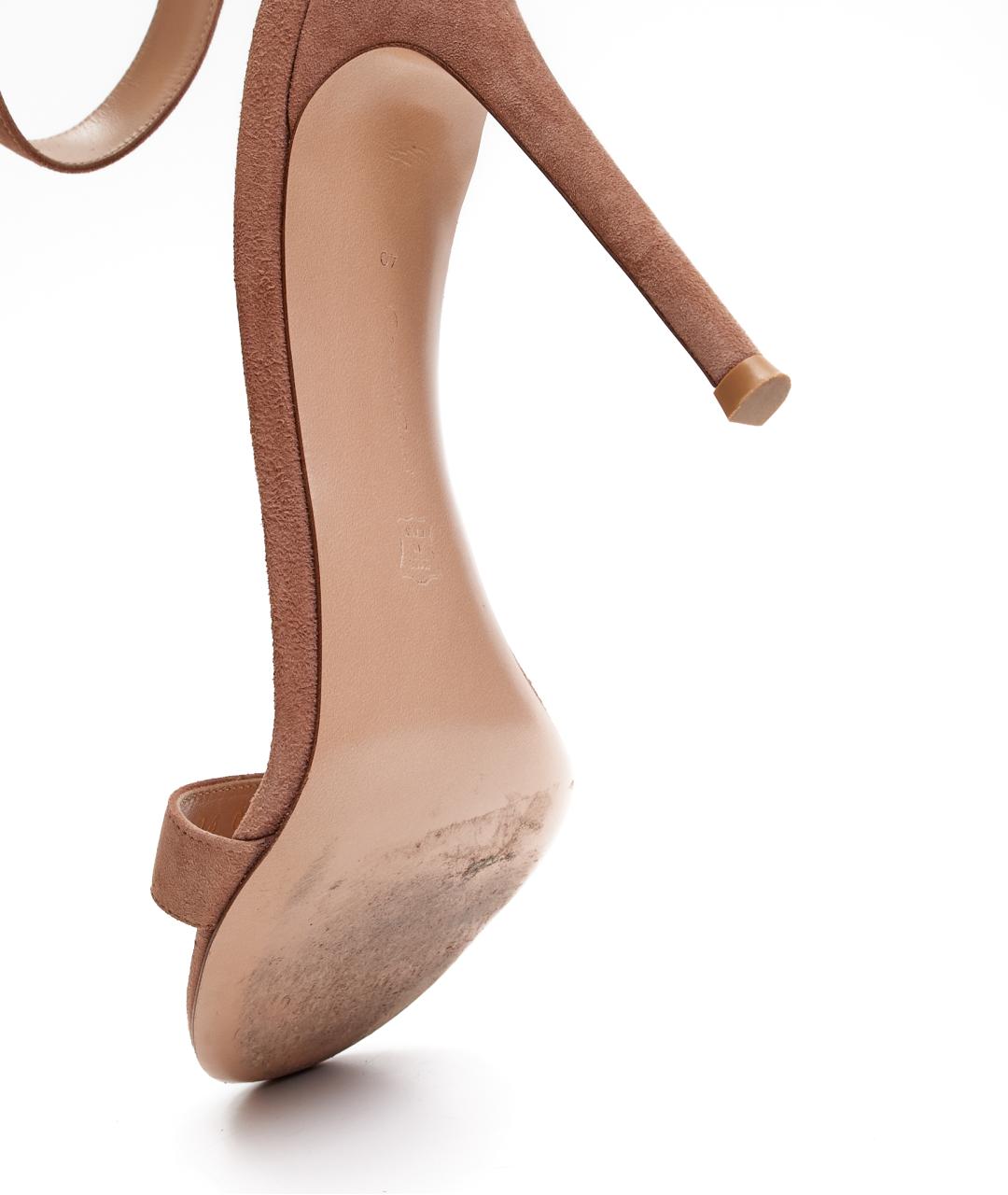 GIANVITO ROSSI Бежевые замшевые босоножки, фото 5