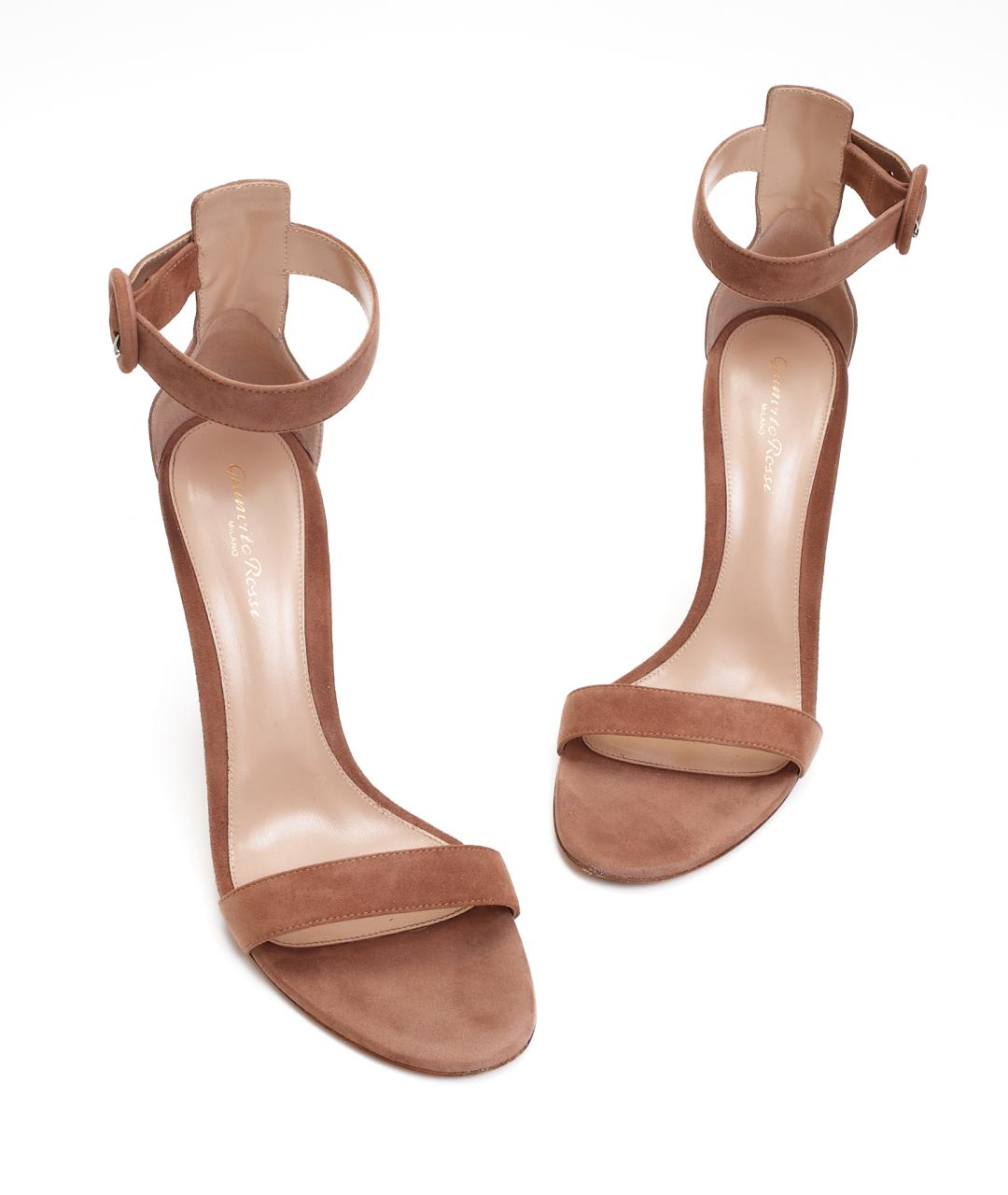 GIANVITO ROSSI Бежевые замшевые босоножки, фото 4