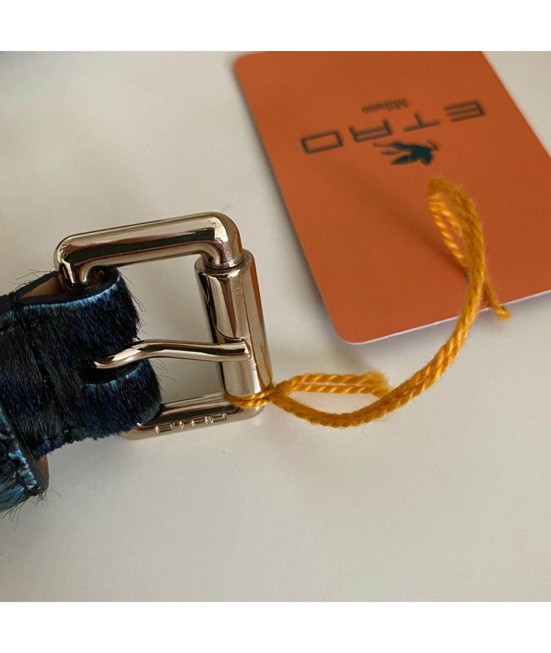 ETRO Синий кожаный ремень, фото 2