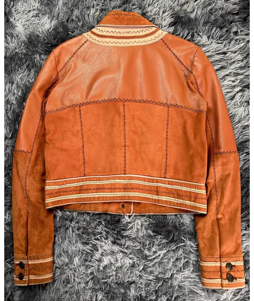 JUST CAVALLI Коричневая кожаная куртка, фото 2