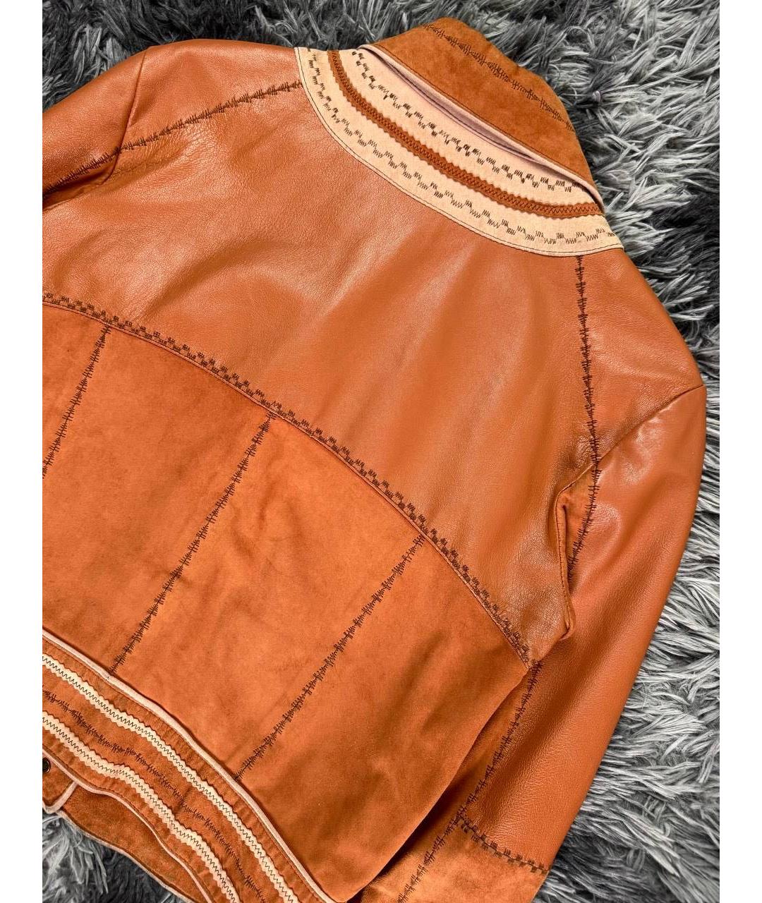 JUST CAVALLI Коричневая кожаная куртка, фото 3