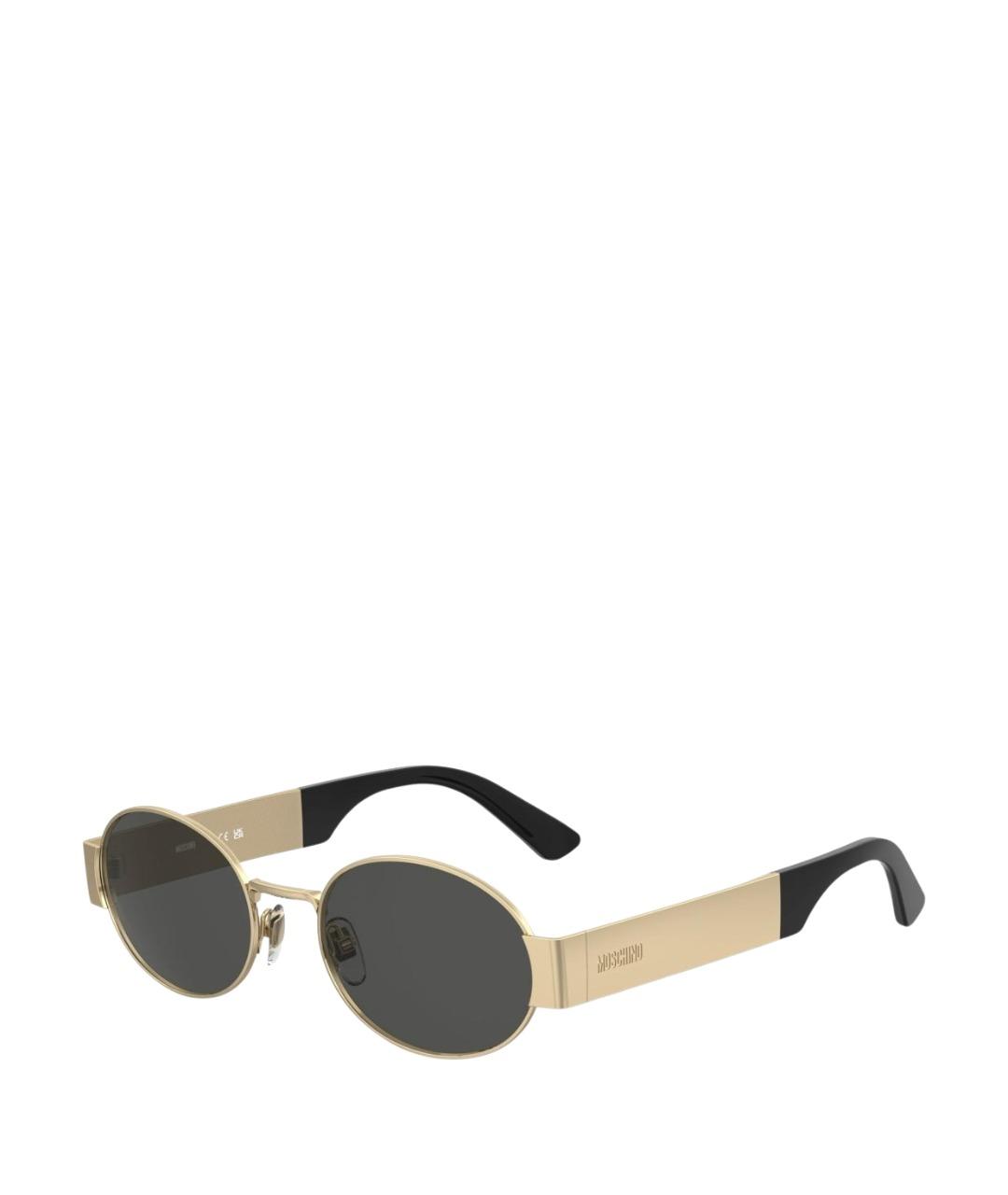 MOSCHINO Золотые металлические солнцезащитные очки, фото 1