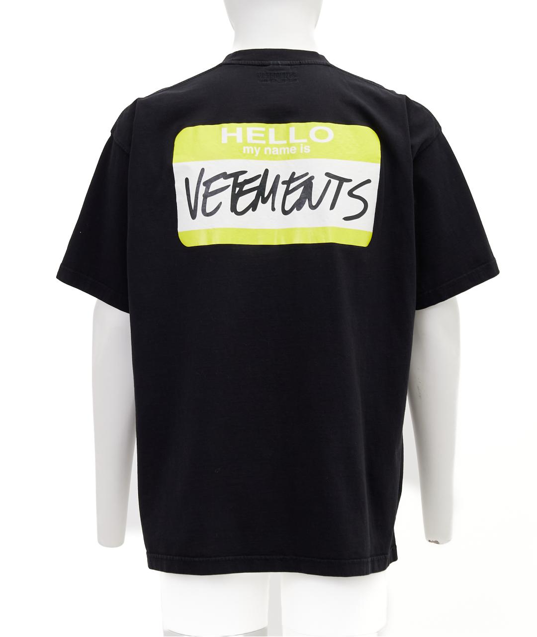 VETEMENTS Черная хлопковая футболка, фото 2