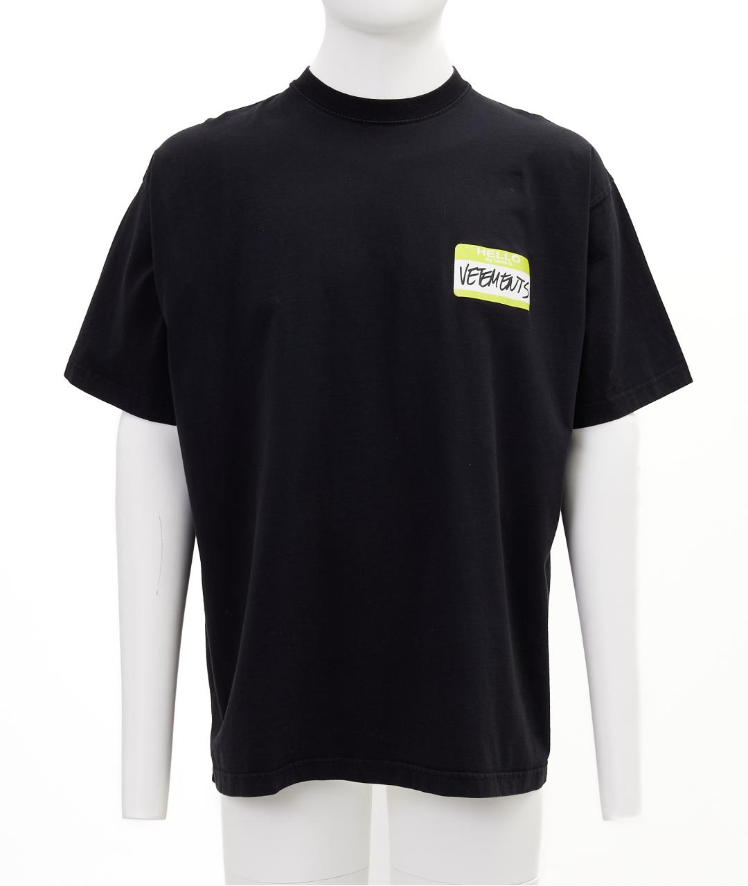 VETEMENTS Черная хлопковая футболка, фото 7