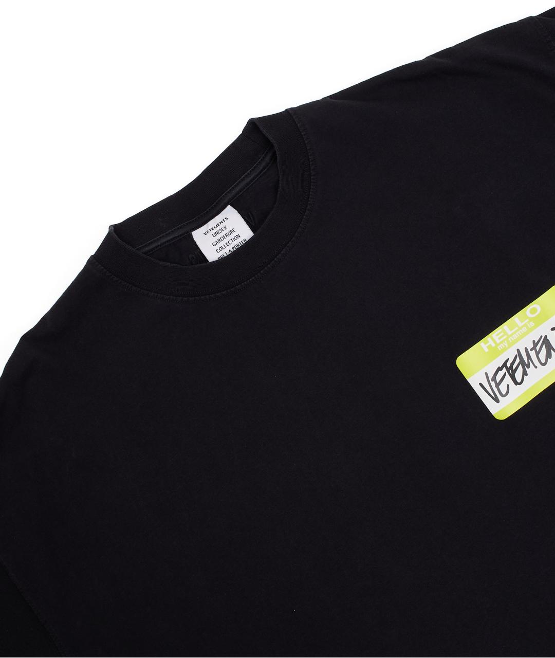 VETEMENTS Черная хлопковая футболка, фото 3