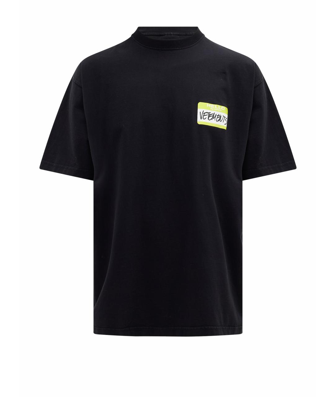 VETEMENTS Черная хлопковая футболка, фото 1