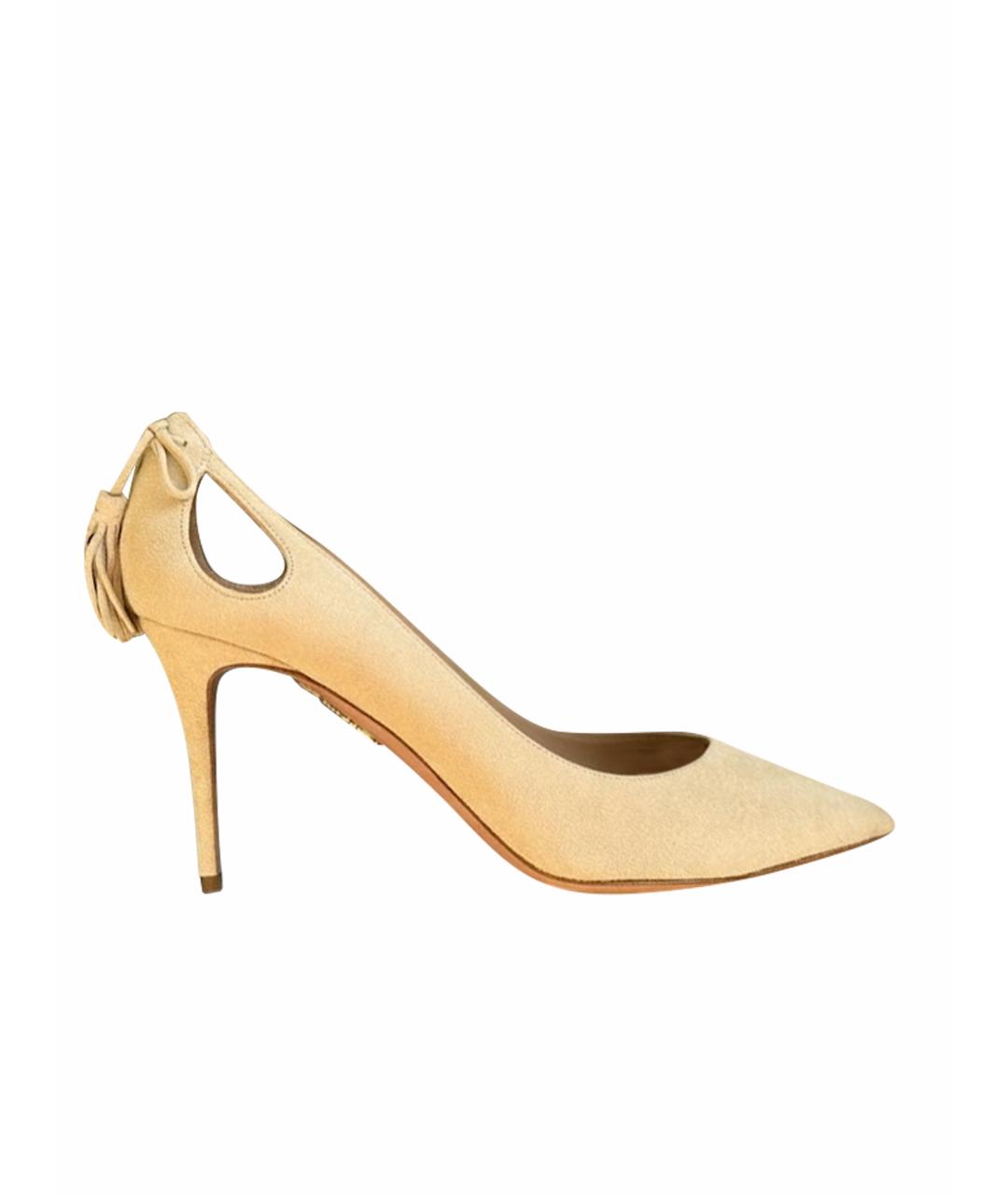 AQUAZZURA Бежевые замшевые туфли, фото 1