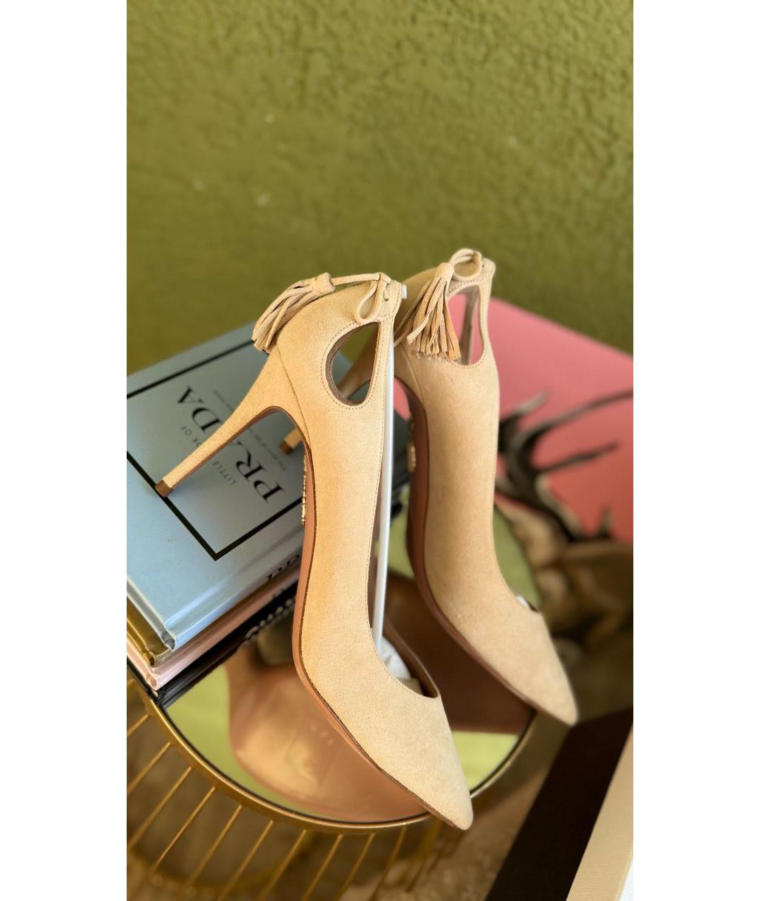 AQUAZZURA Бежевые замшевые туфли, фото 3