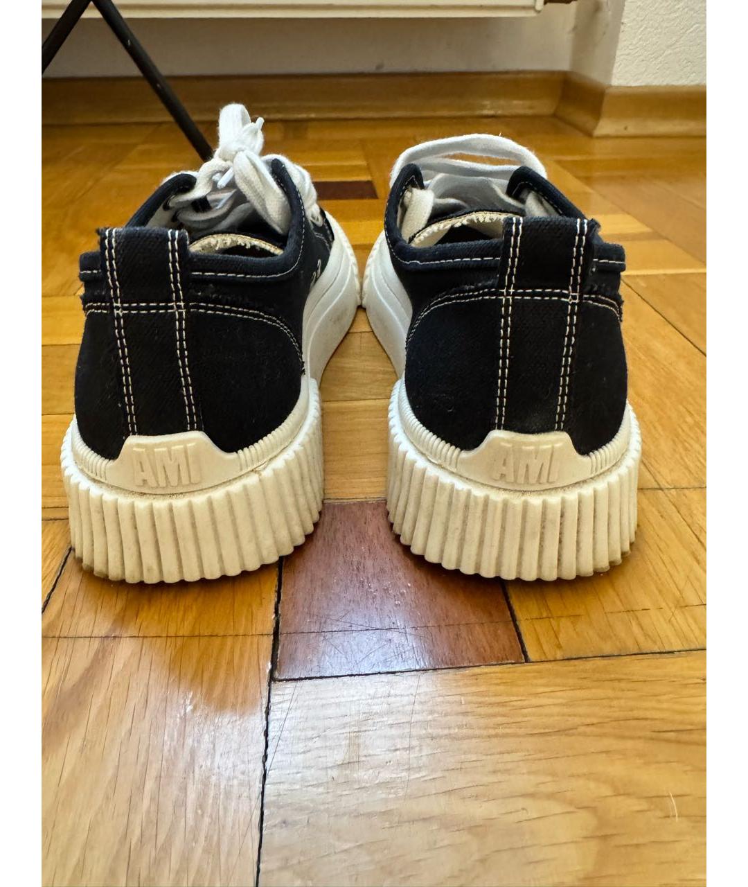 Ami Paris Черные текстильные низкие кроссовки / кеды, фото 4