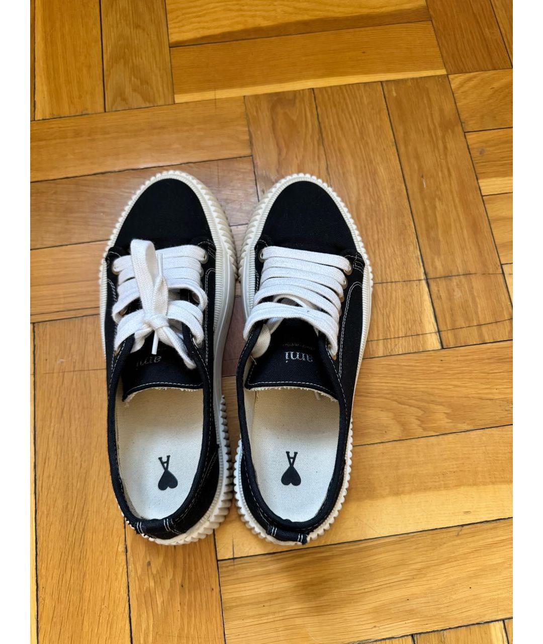 Ami Paris Черные текстильные низкие кроссовки / кеды, фото 3