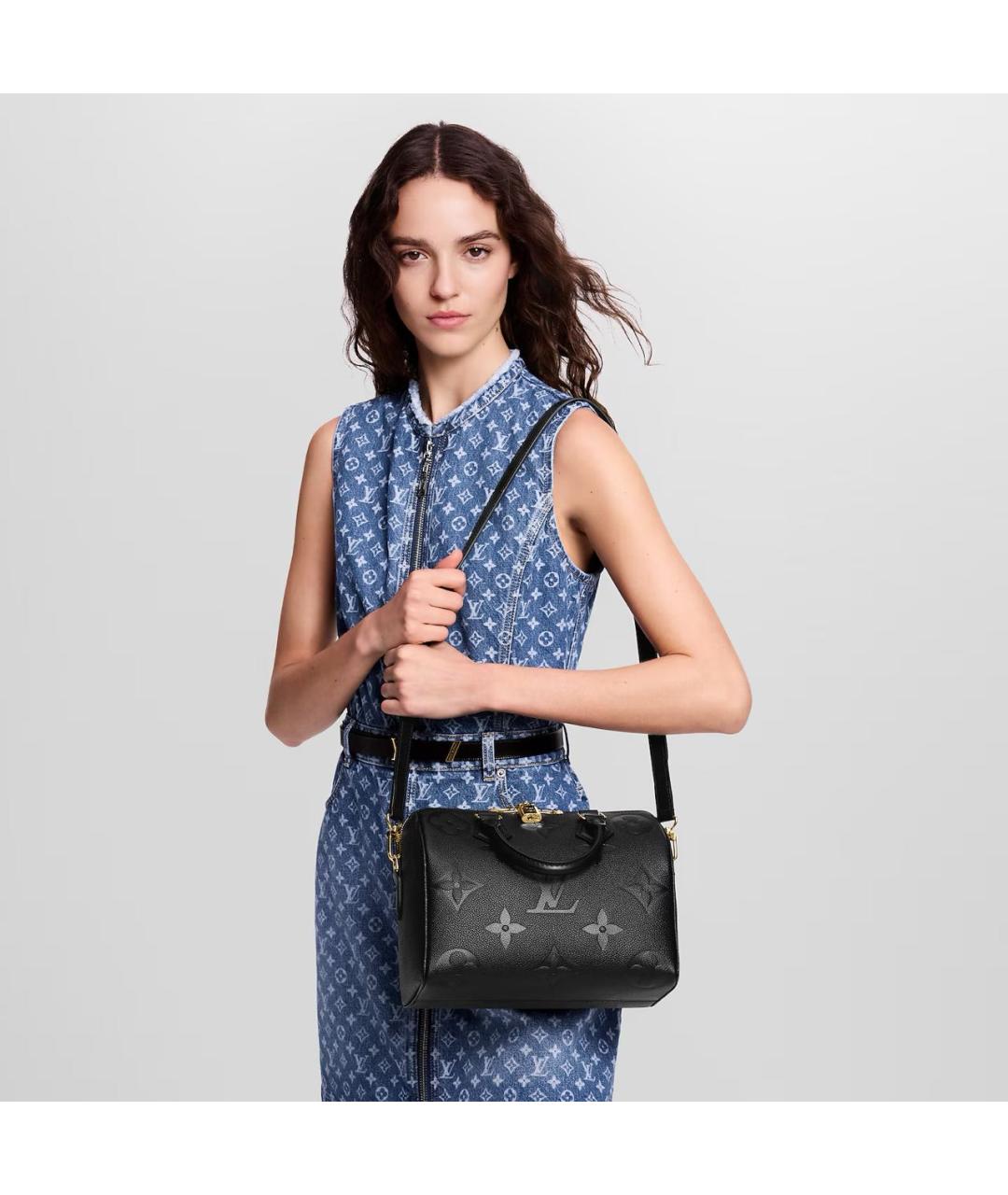 LOUIS VUITTON Черная кожаная сумка с короткими ручками, фото 2