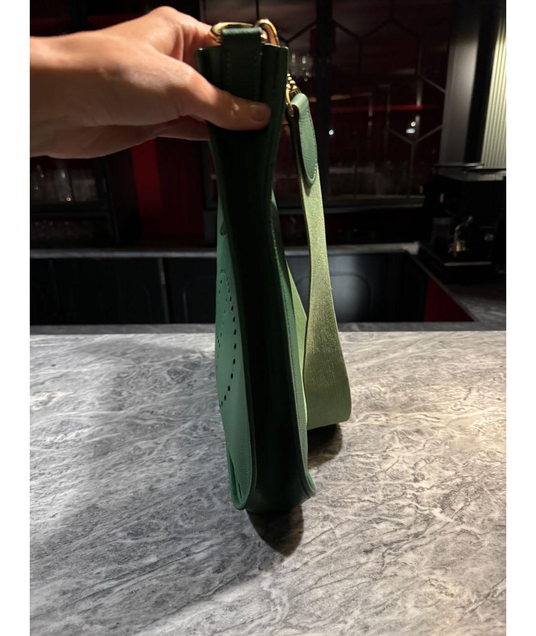 HERMES Зеленая кожаная сумка через плечо, фото 8