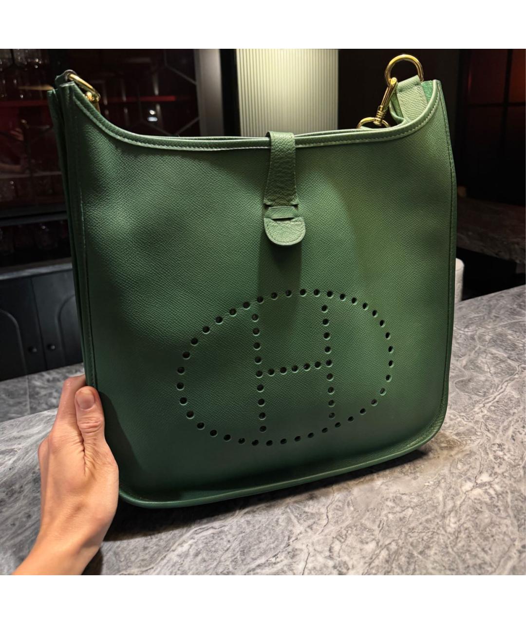 HERMES Зеленая кожаная сумка через плечо, фото 2
