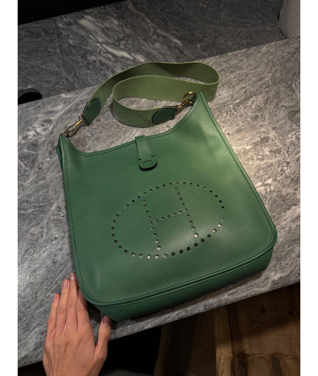 HERMES Зеленая кожаная сумка через плечо, фото 9