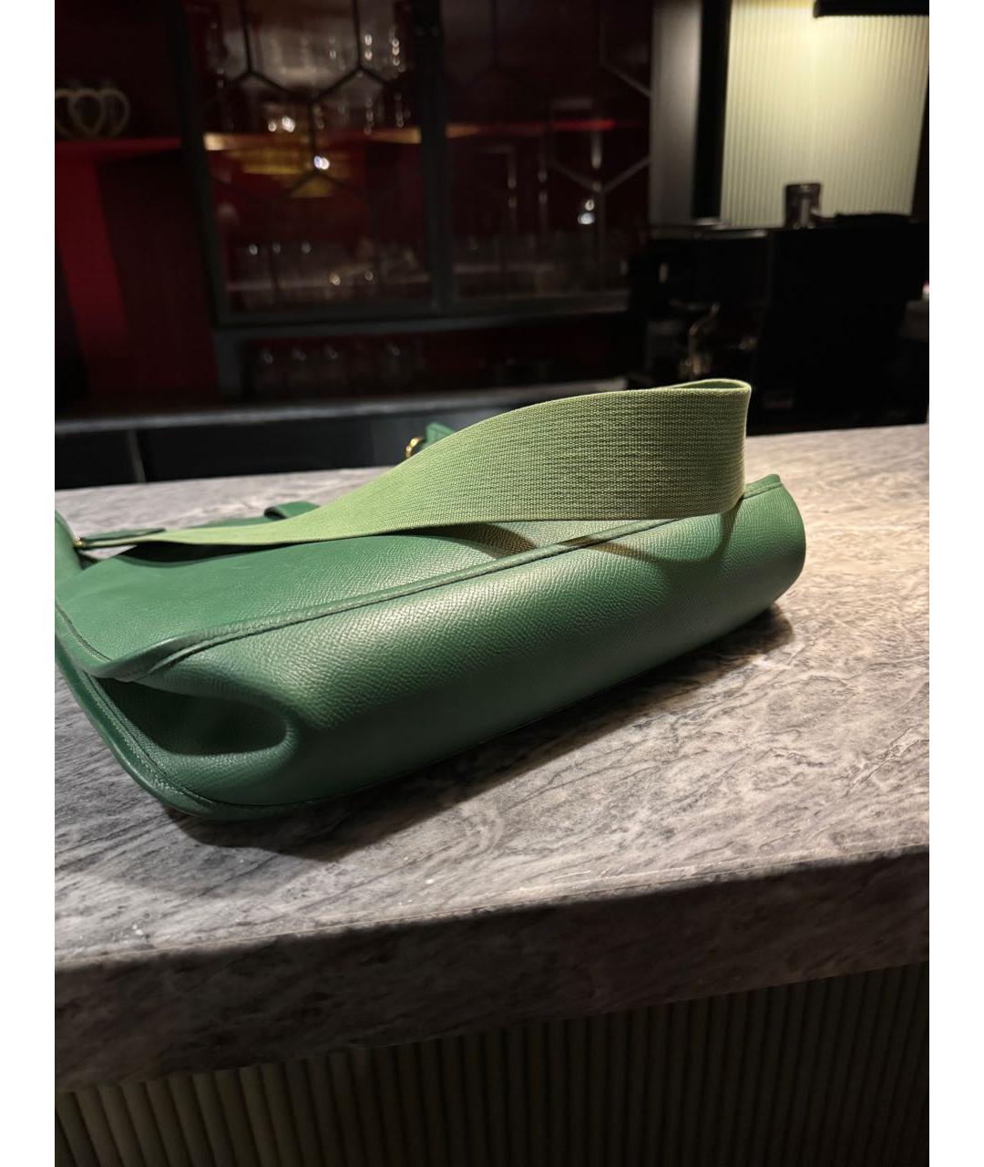 HERMES Зеленая кожаная сумка через плечо, фото 7
