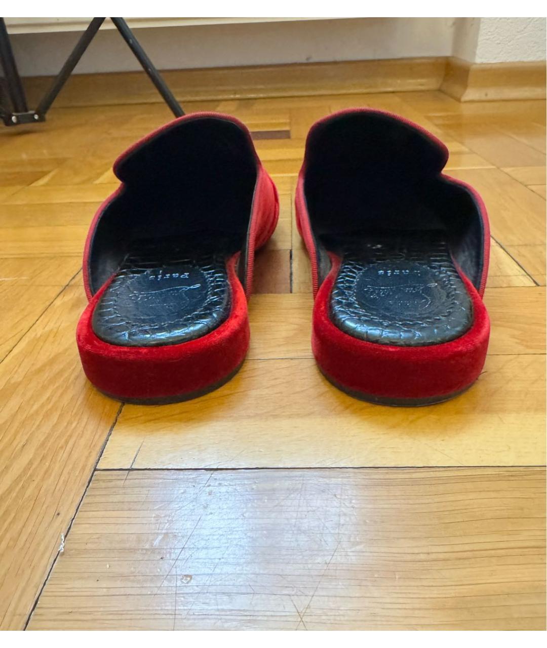 CHRISTIAN LOUBOUTIN Бордовые бархатные лоферы, фото 4