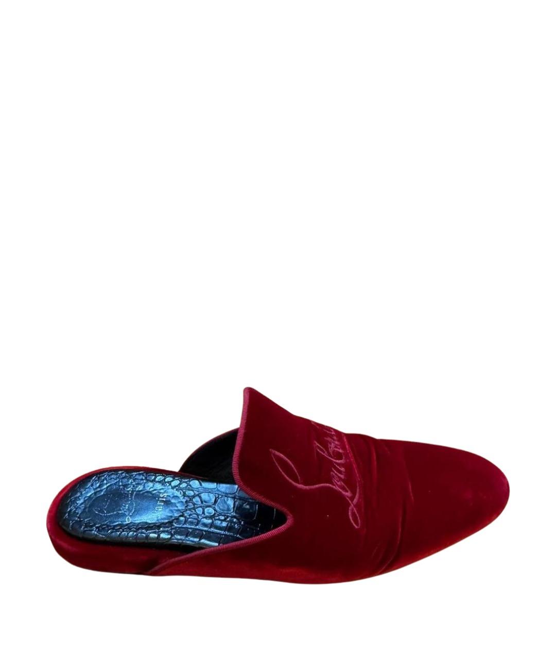 CHRISTIAN LOUBOUTIN Бордовые бархатные лоферы, фото 1