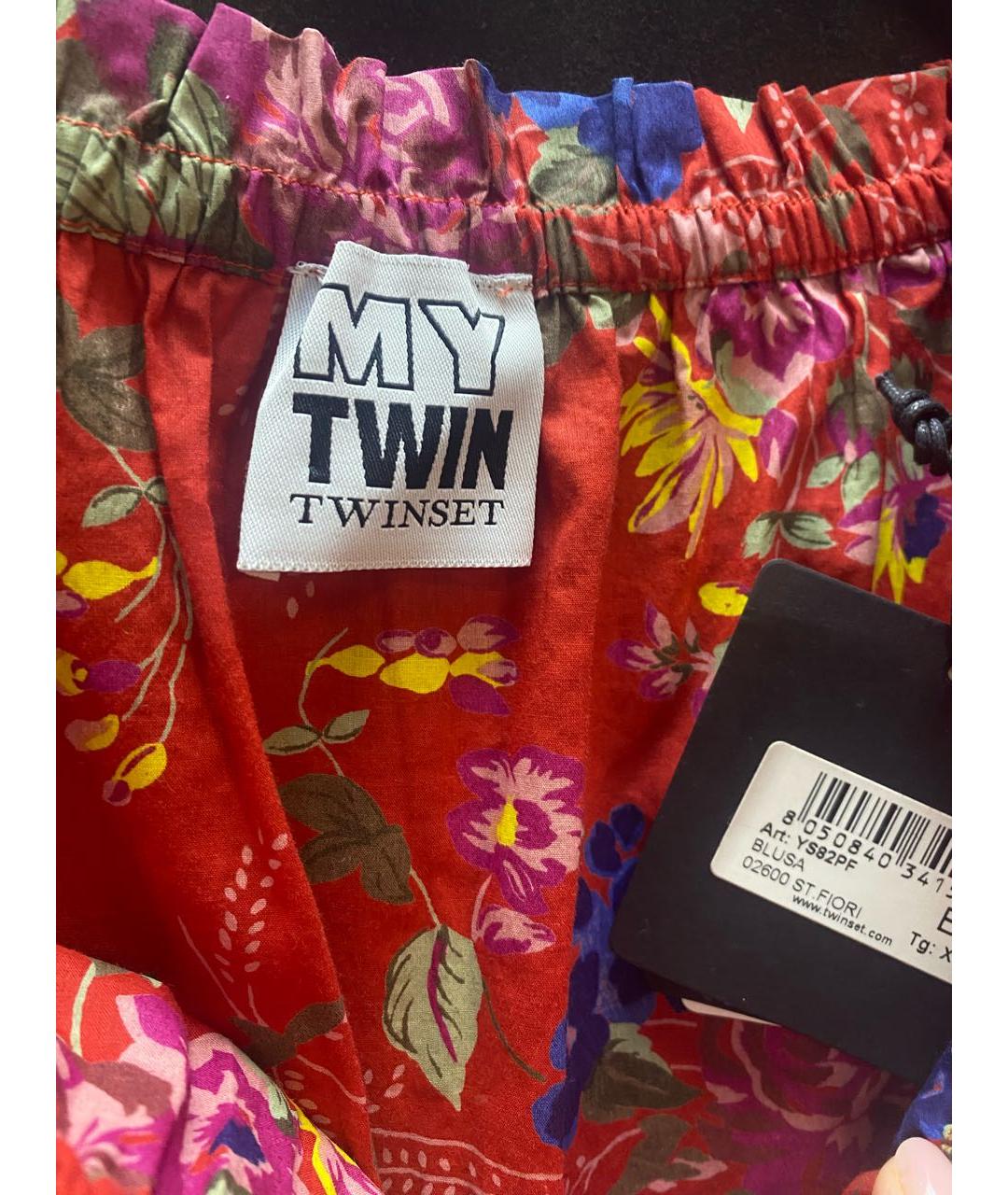 TWIN-SET Красная хлопковая блузы, фото 3