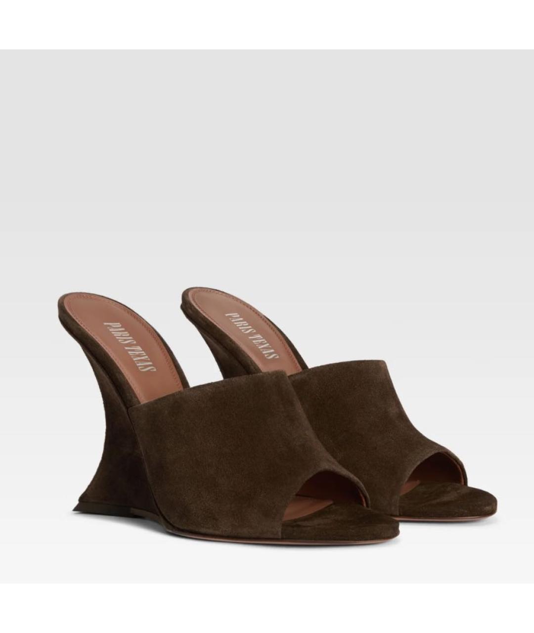 PARIS TEXAS Коричневые замшевые мюли, фото 2