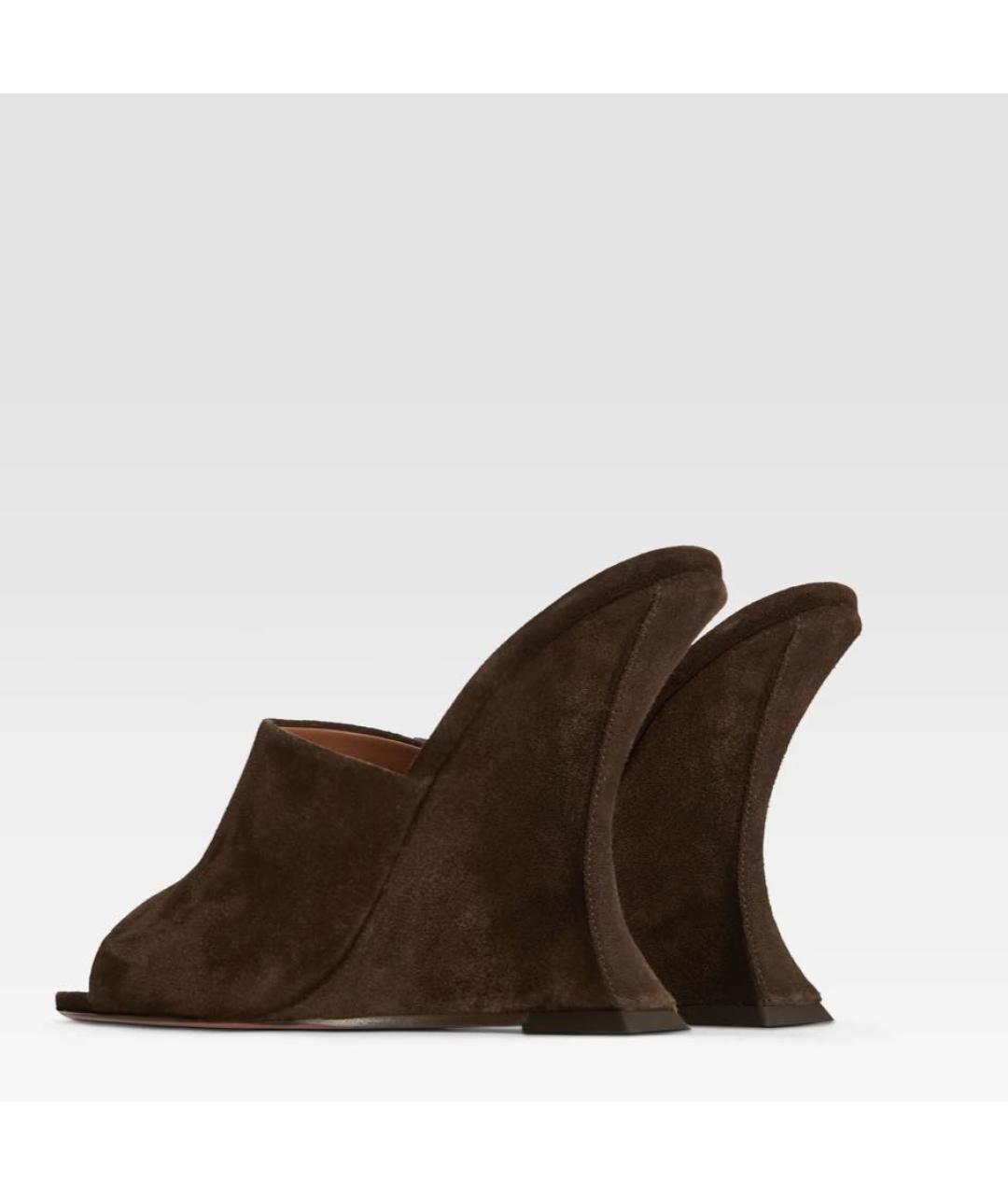 PARIS TEXAS Коричневые замшевые мюли, фото 3