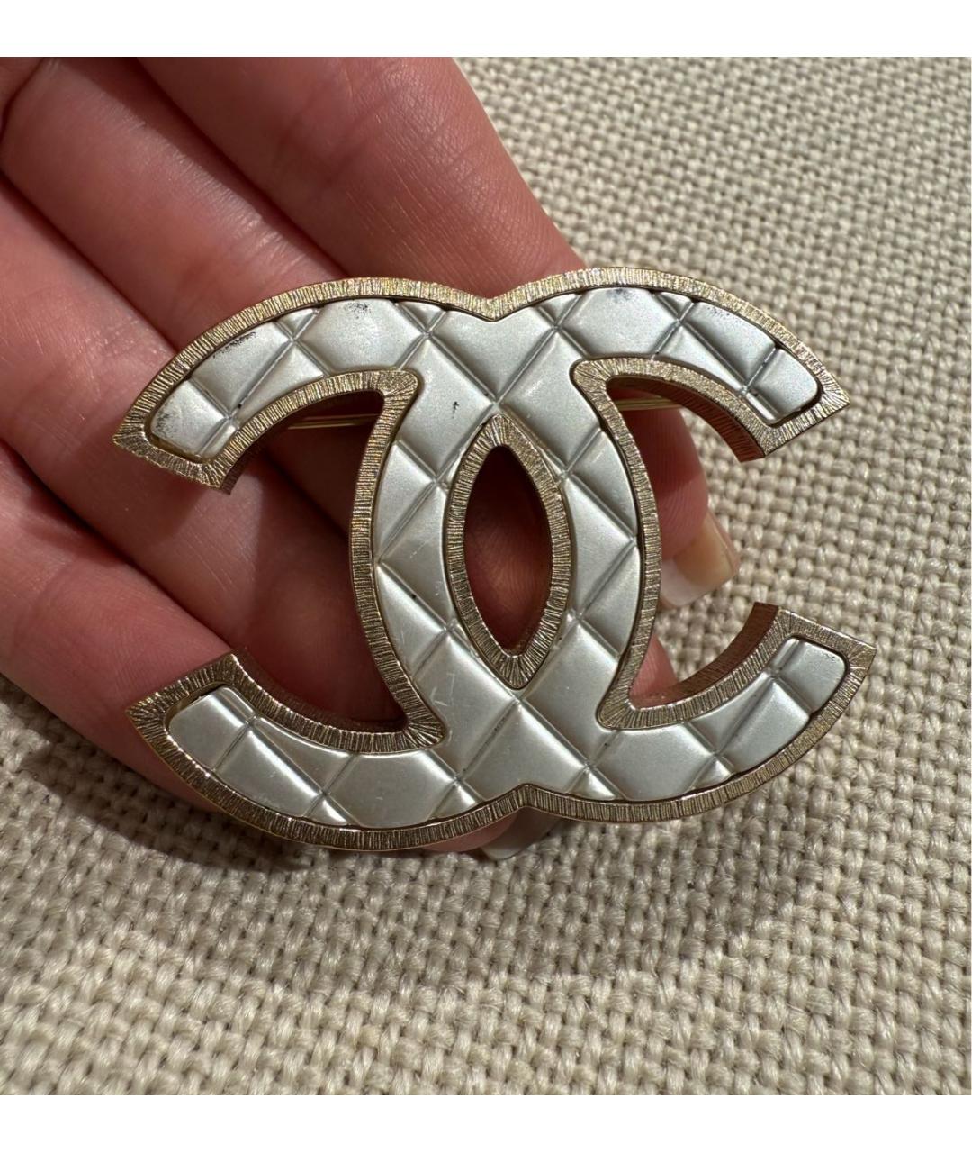 CHANEL Серебряная металлическая булавка / брошь, фото 2