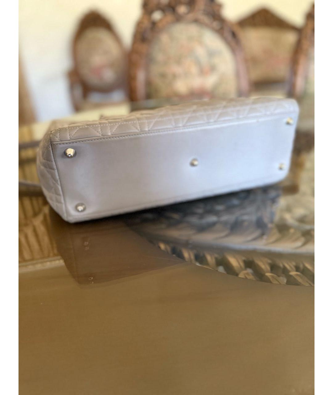 CHRISTIAN DIOR Серая кожаная сумка тоут, фото 5