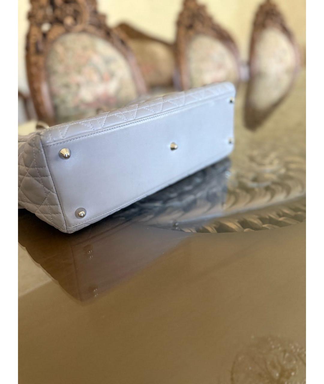 CHRISTIAN DIOR Серая кожаная сумка тоут, фото 6