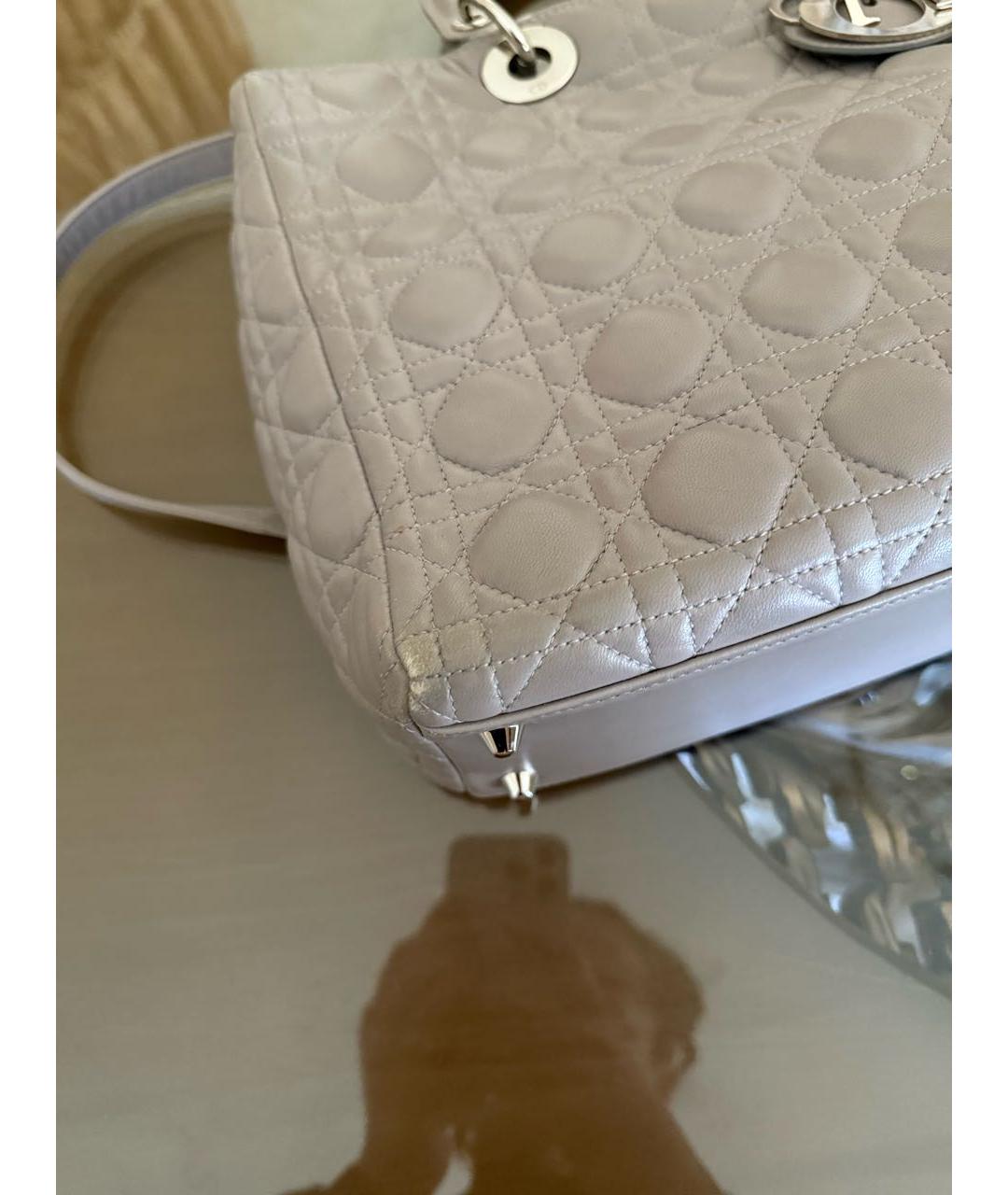 CHRISTIAN DIOR Серая кожаная сумка тоут, фото 7