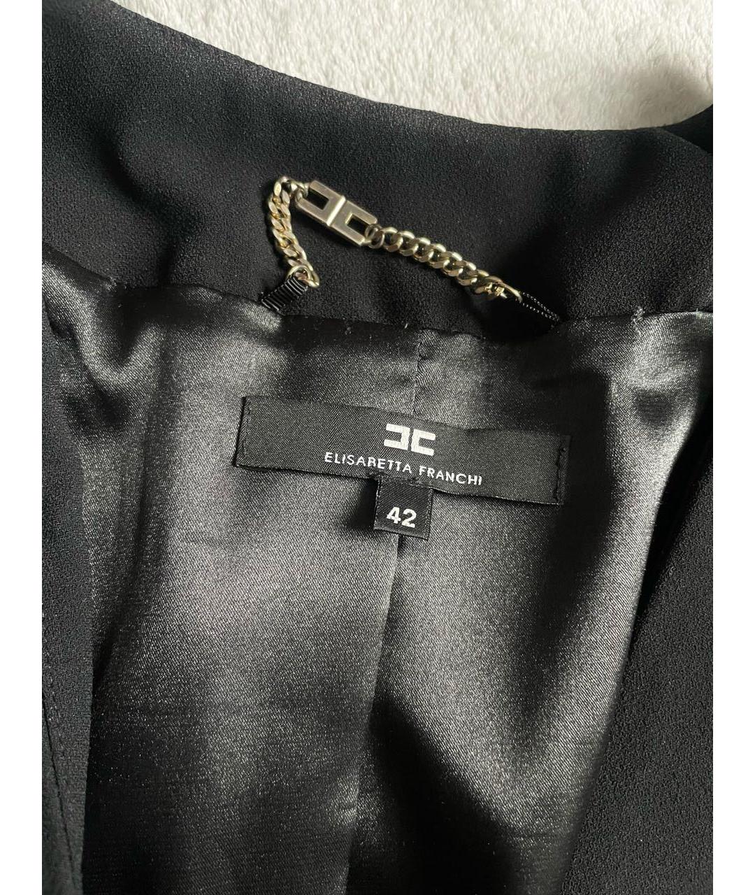 ELISABETTA FRANCHI Черный полиэстеровый жакет/пиджак, фото 4