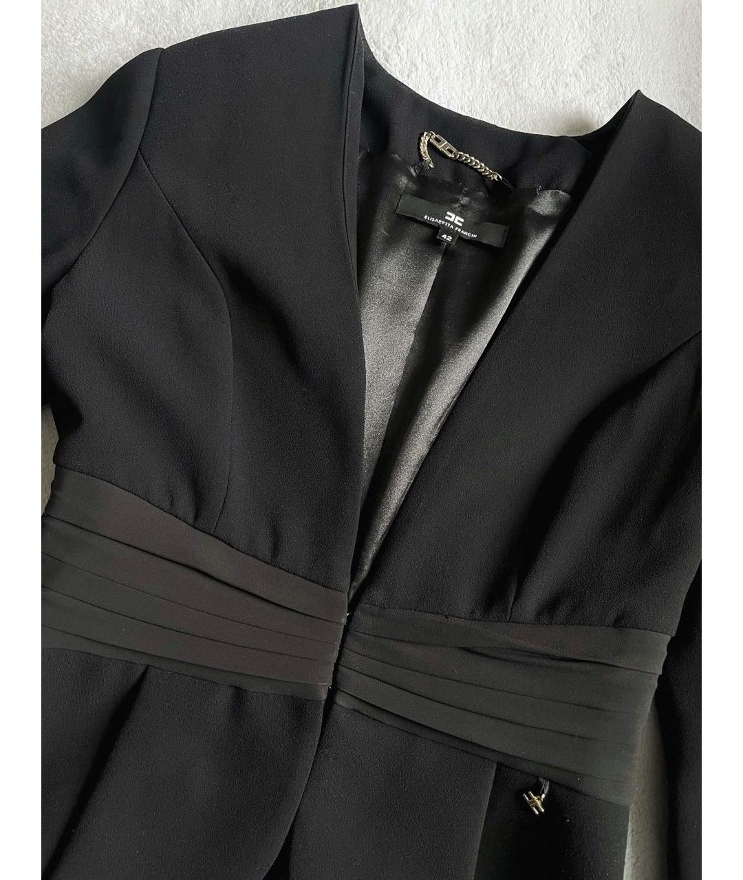 ELISABETTA FRANCHI Черный полиэстеровый жакет/пиджак, фото 3