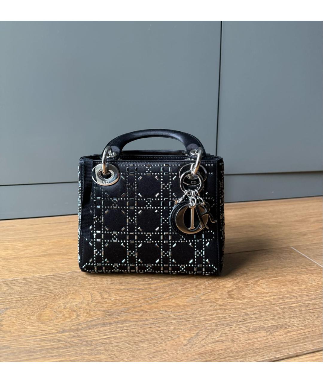 CHRISTIAN DIOR Черная шелковая сумка с короткими ручками, фото 5