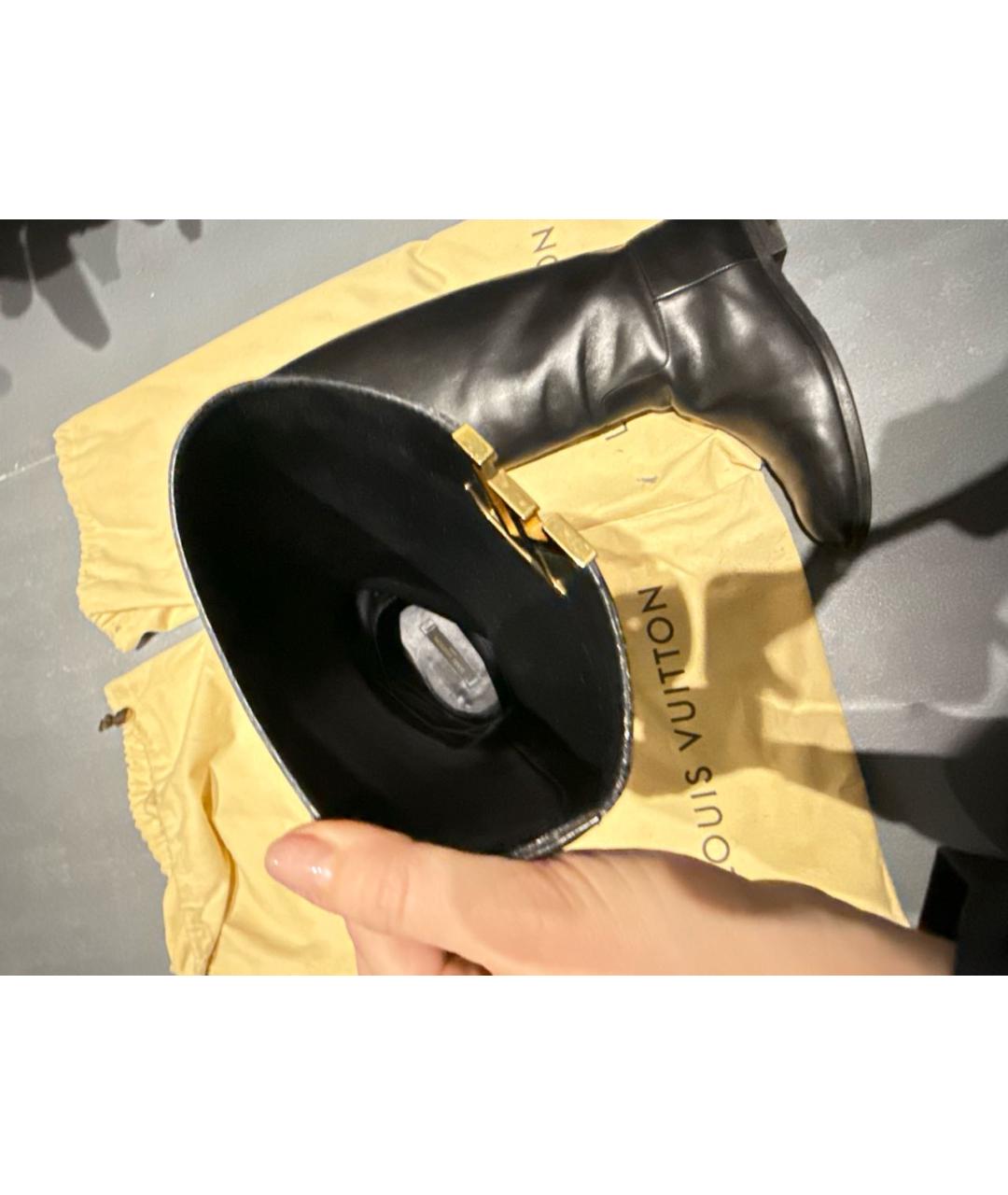 LOUIS VUITTON Черные кожаные сапоги, фото 7