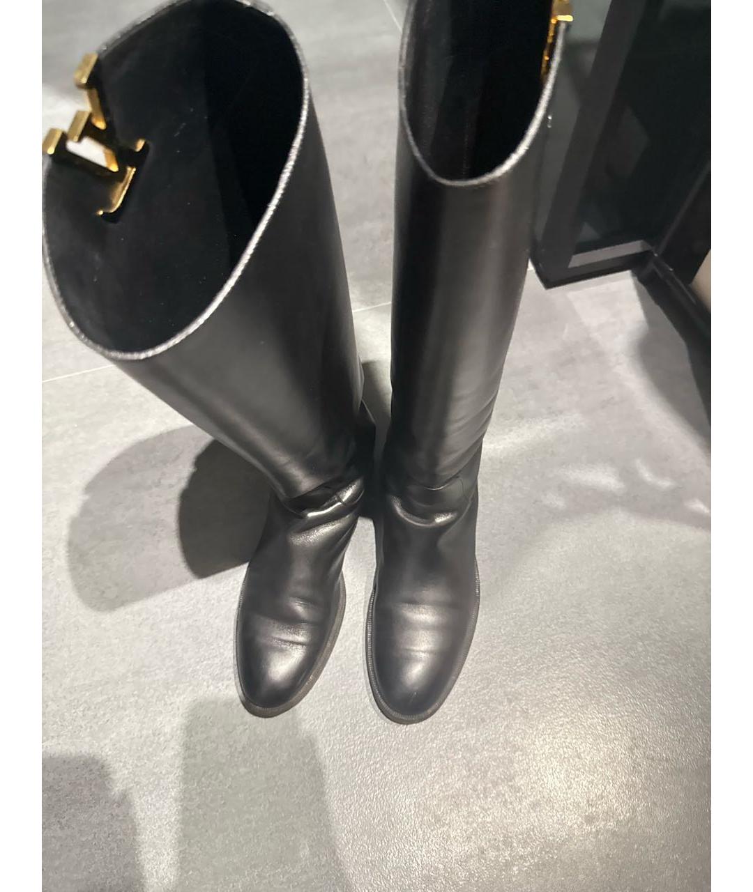 LOUIS VUITTON Черные кожаные сапоги, фото 2