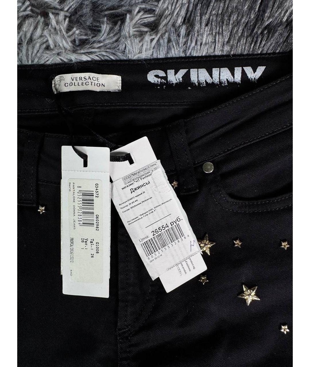 VERSACE Черные хлопковые джинсы скинни, фото 5