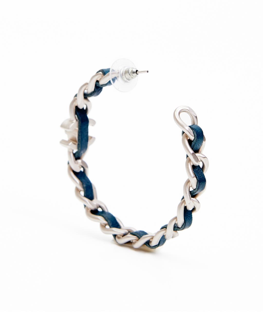 CHANEL Синие металлические серьги, фото 2