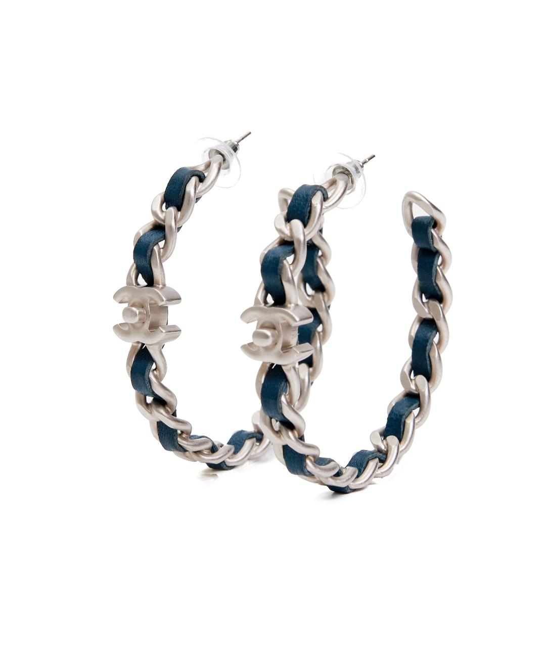CHANEL Синие металлические серьги, фото 5