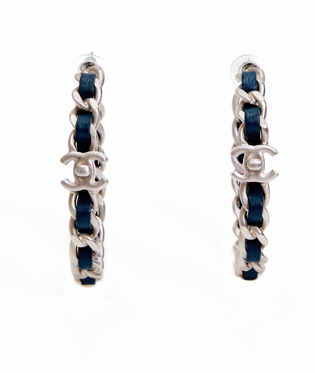 CHANEL Синие металлические серьги, фото 1