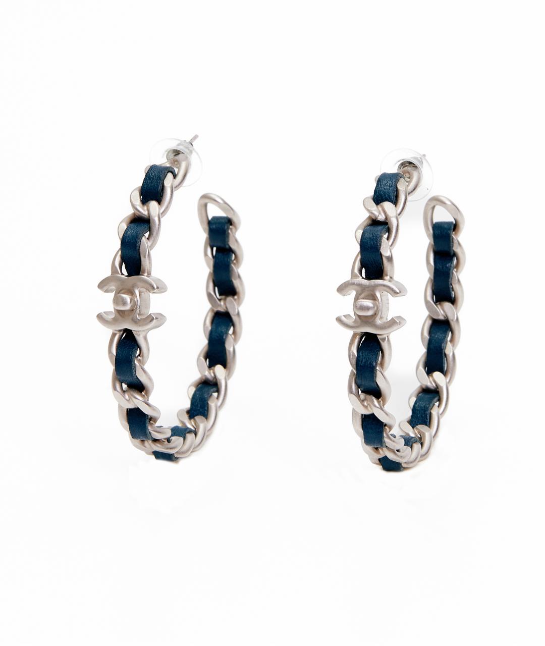 CHANEL Синие металлические серьги, фото 6