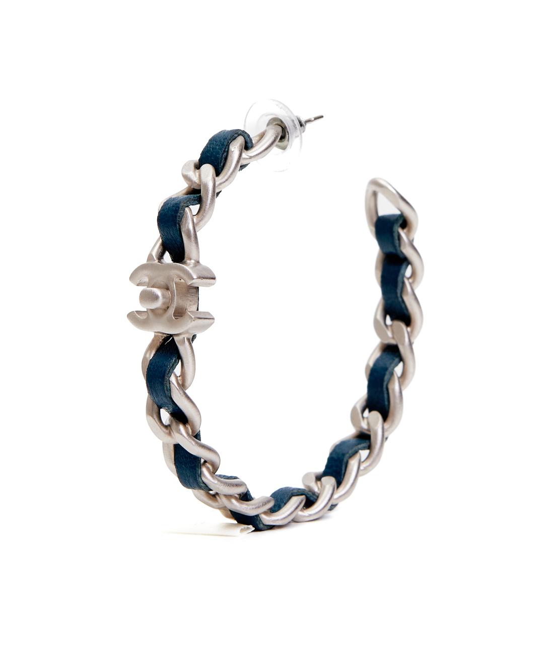 CHANEL Синие металлические серьги, фото 4