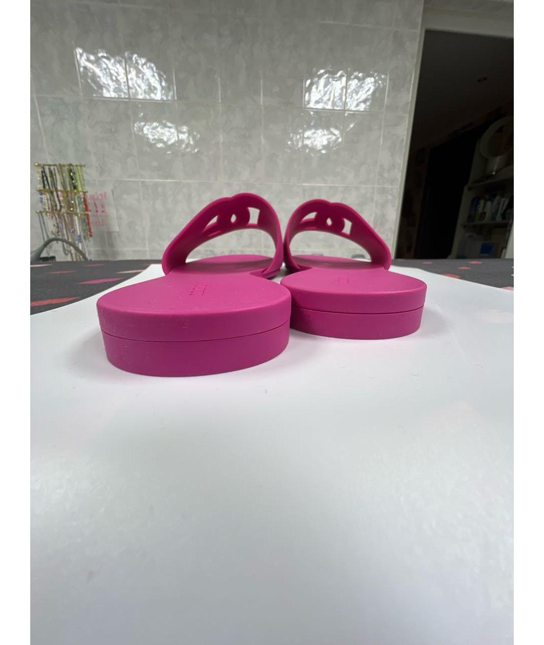 DOLCE&GABBANA Фуксия резиновые шлепанцы, фото 4