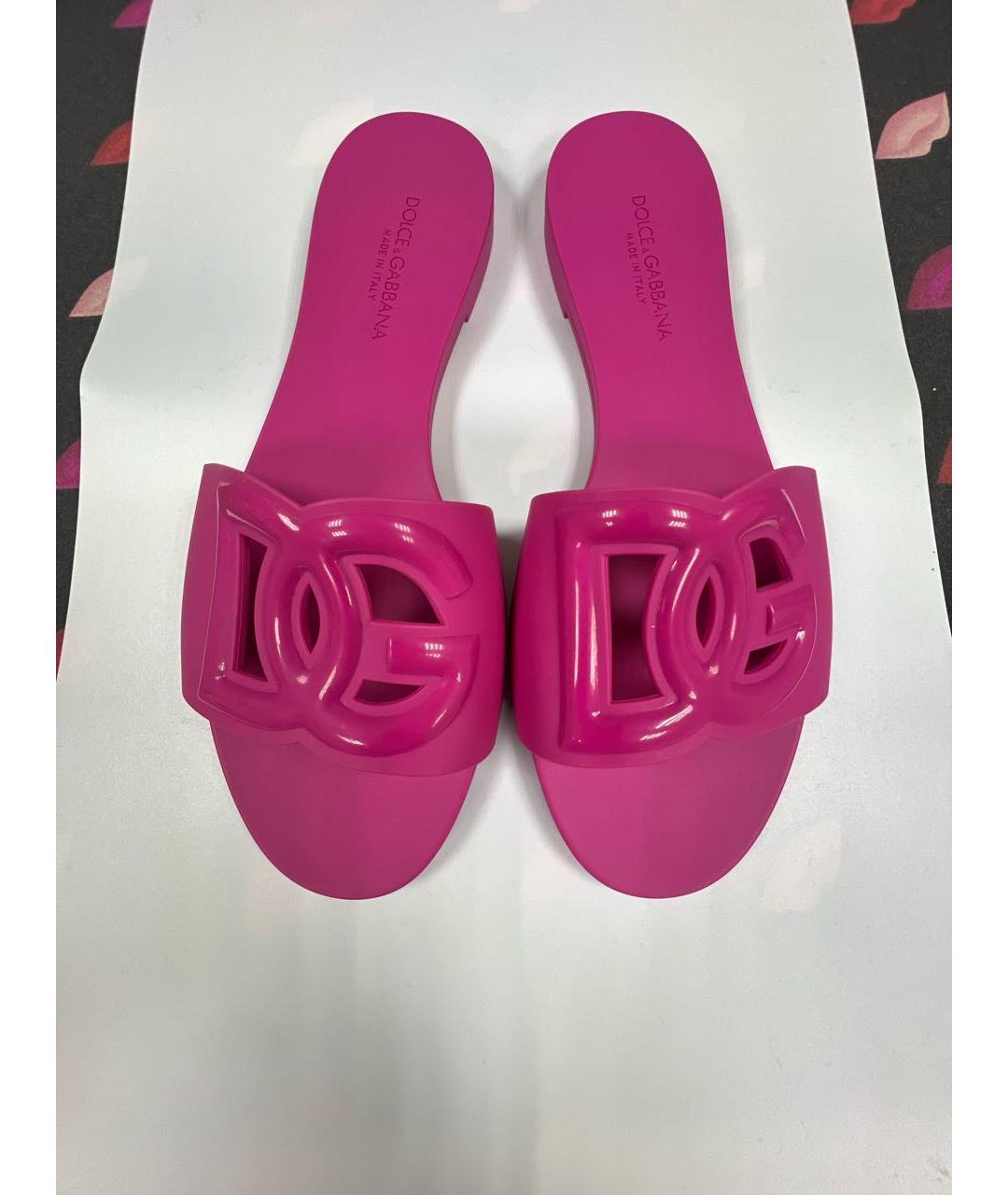 DOLCE&GABBANA Фуксия резиновые шлепанцы, фото 2