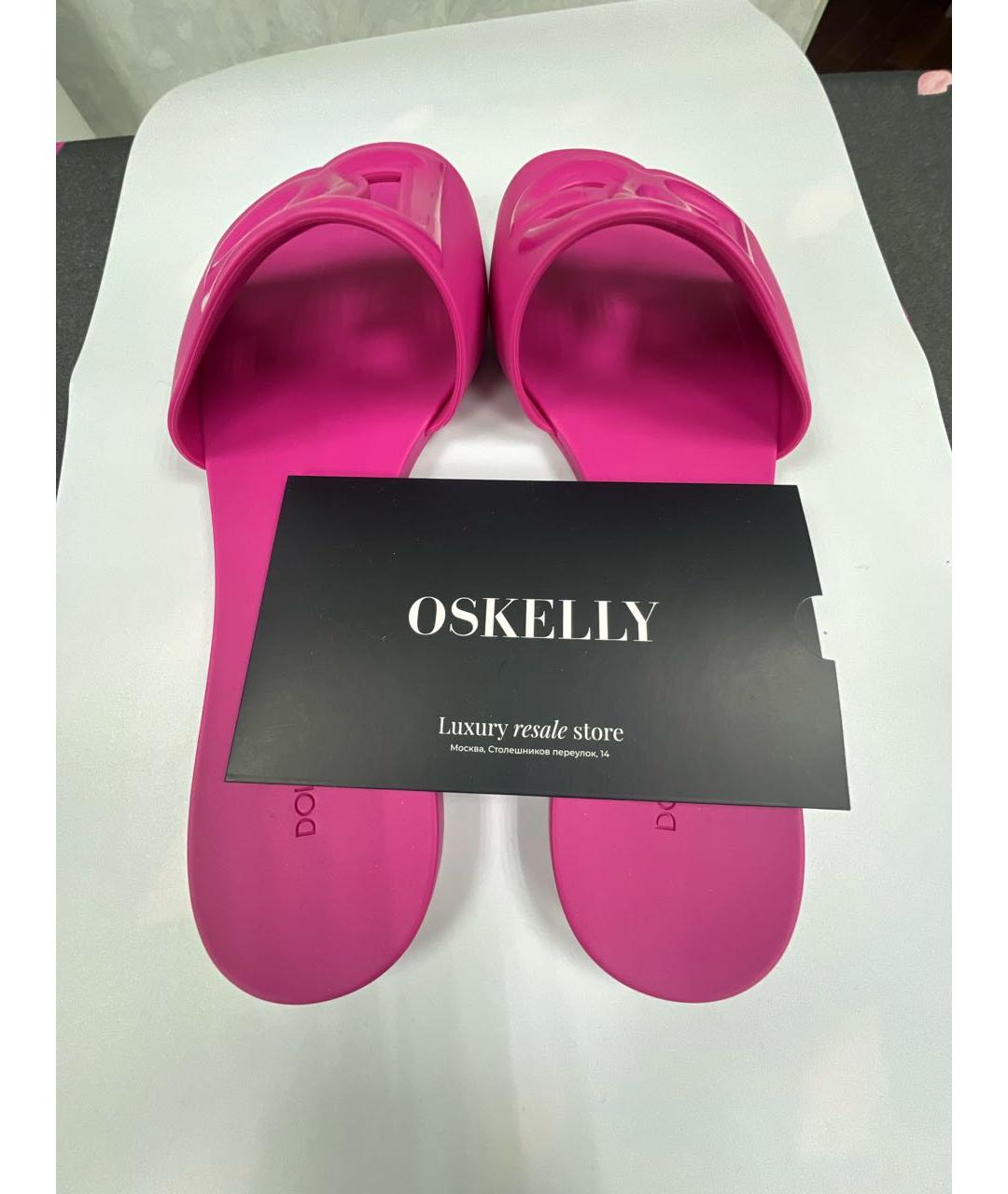 DOLCE&GABBANA Фуксия резиновые шлепанцы, фото 6