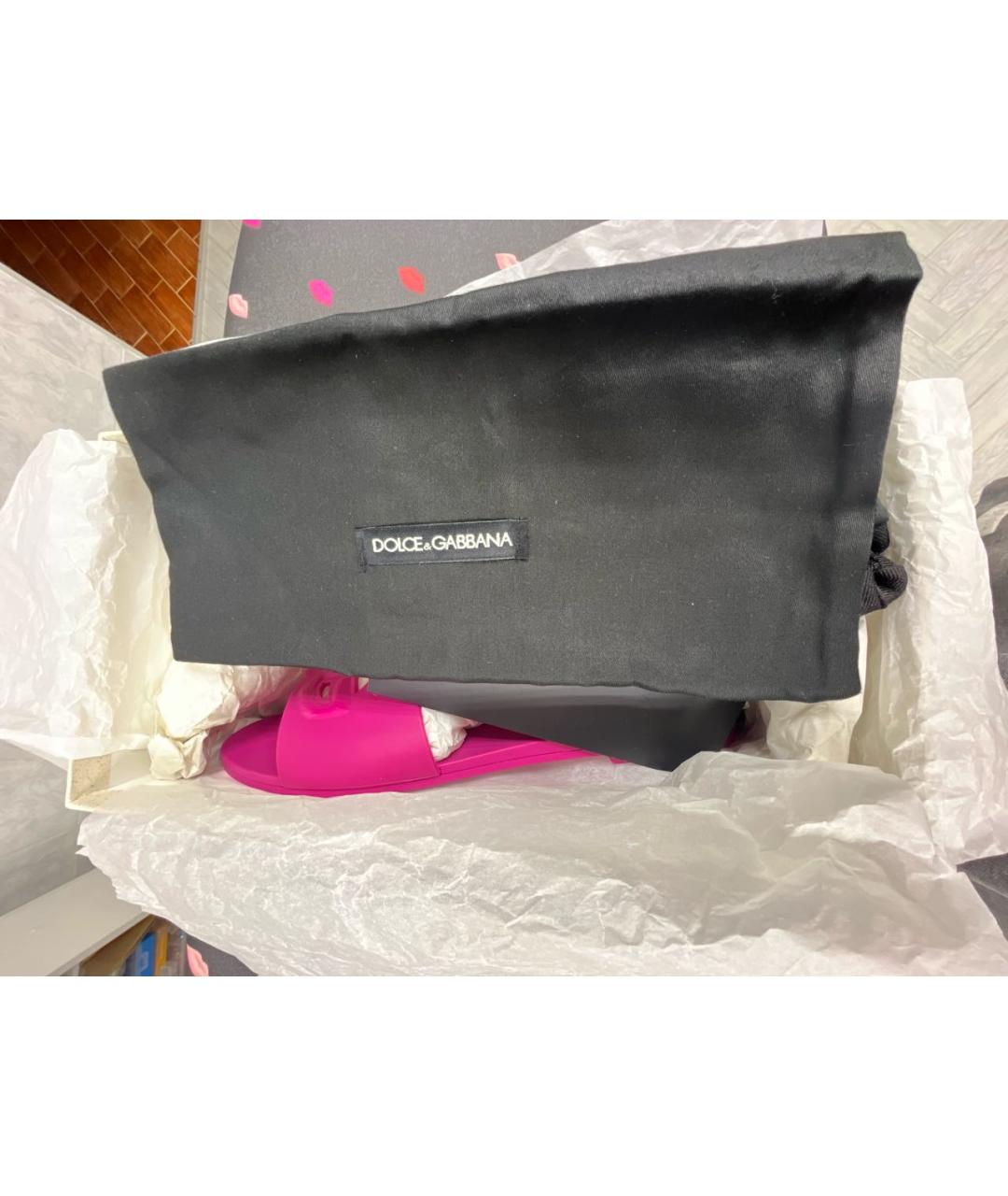 DOLCE&GABBANA Фуксия резиновые шлепанцы, фото 7